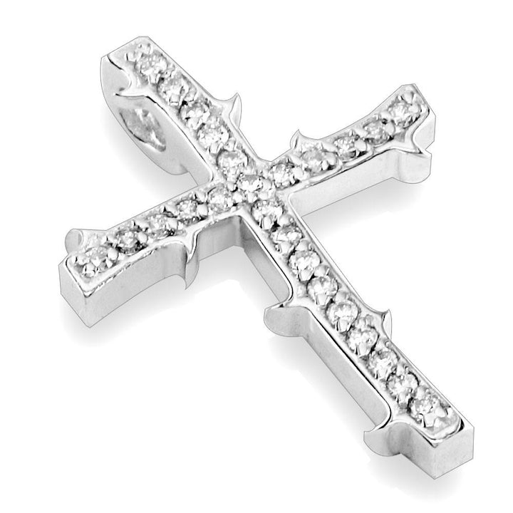 Guarded Faith Diamond Cross Pendant in 14K White Gold