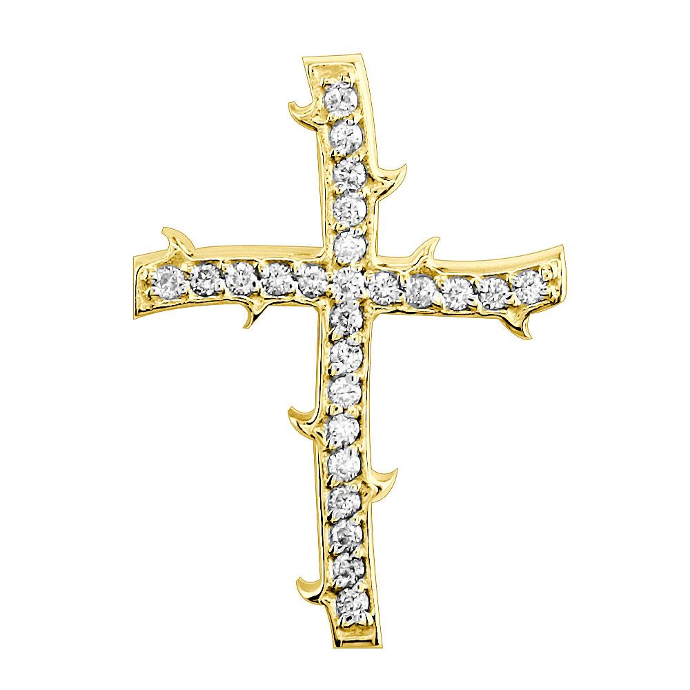 Guarded Faith Diamond Cross Pendant in 14K Yellow Gold