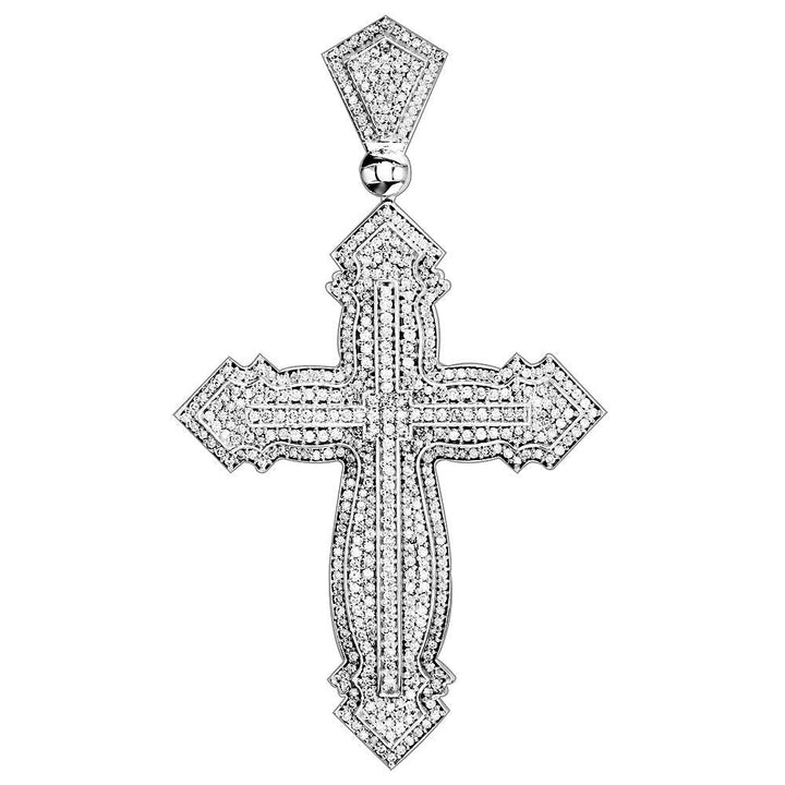 Huge Designer Diamond Cross Pendant, 4.89CT in 14K White Gold