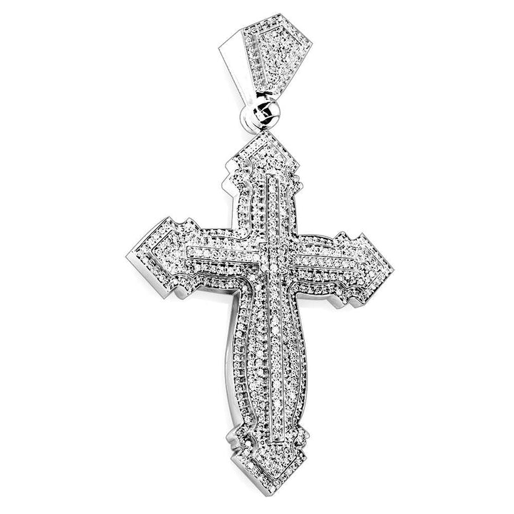 Huge Designer Diamond Cross Pendant, 4.89CT in 14K White Gold
