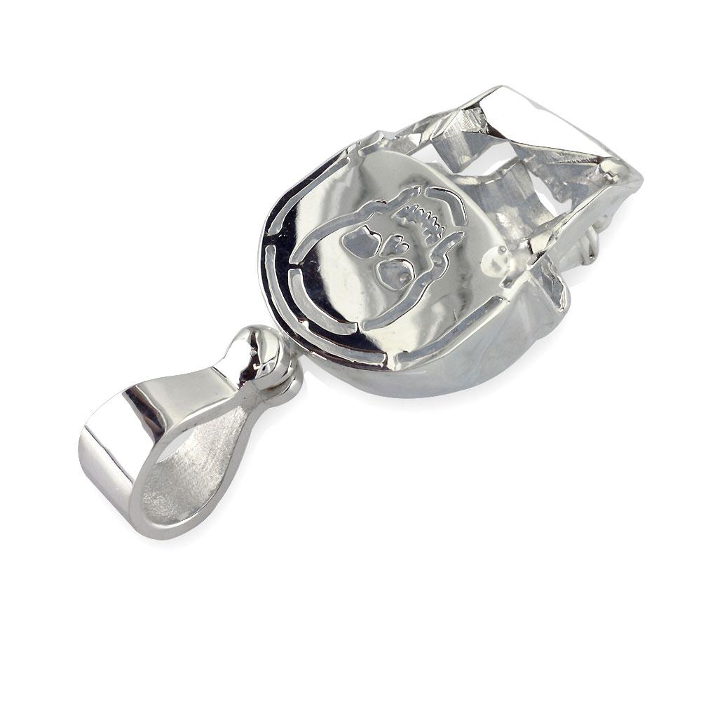 Large Skull Pendant with Cubic Zirconia in Sterling Silver