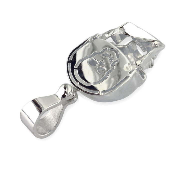 Large Skull Pendant with Cubic Zirconia in Sterling Silver