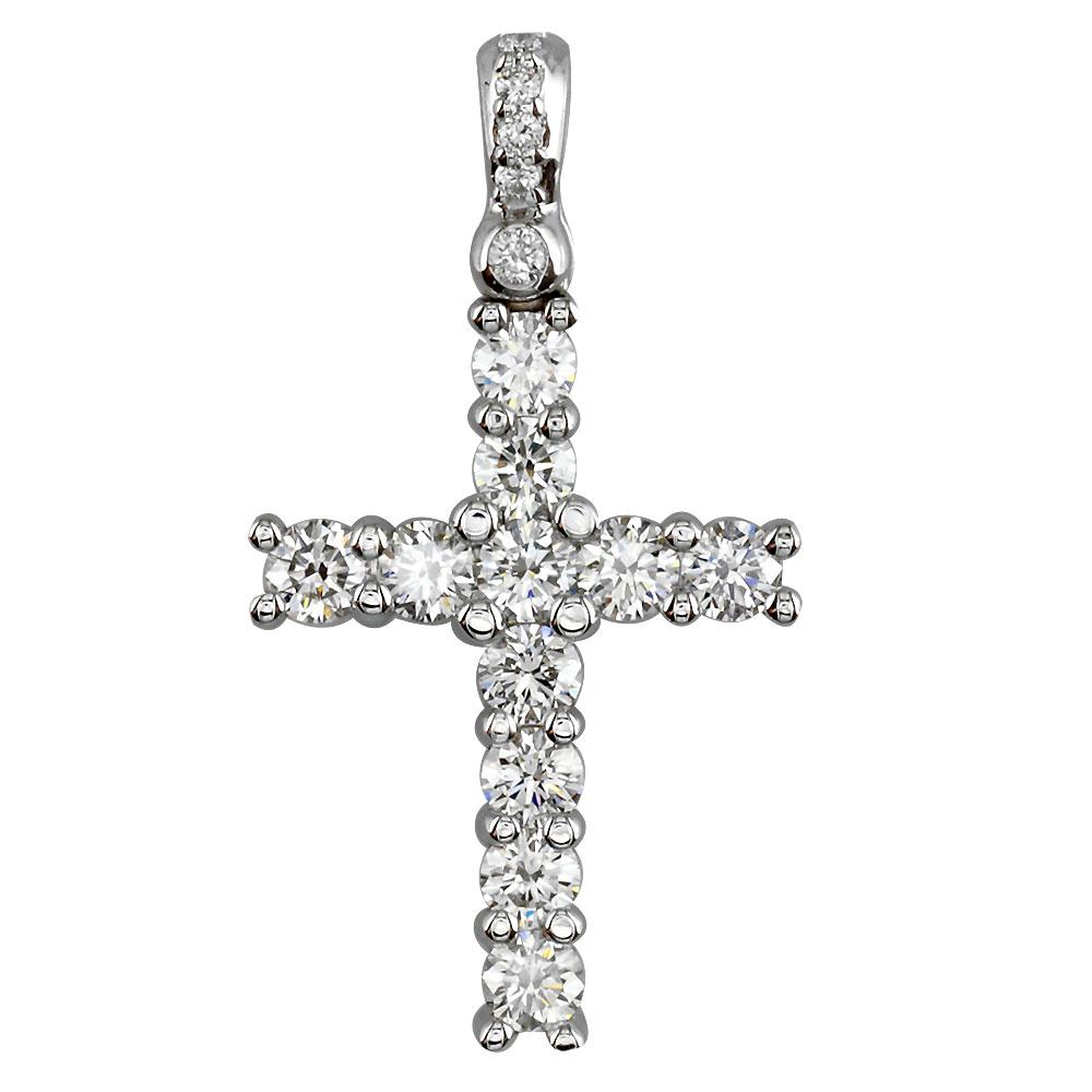 Diamond Cross Pendant, 2.00CT in 14K White Gold