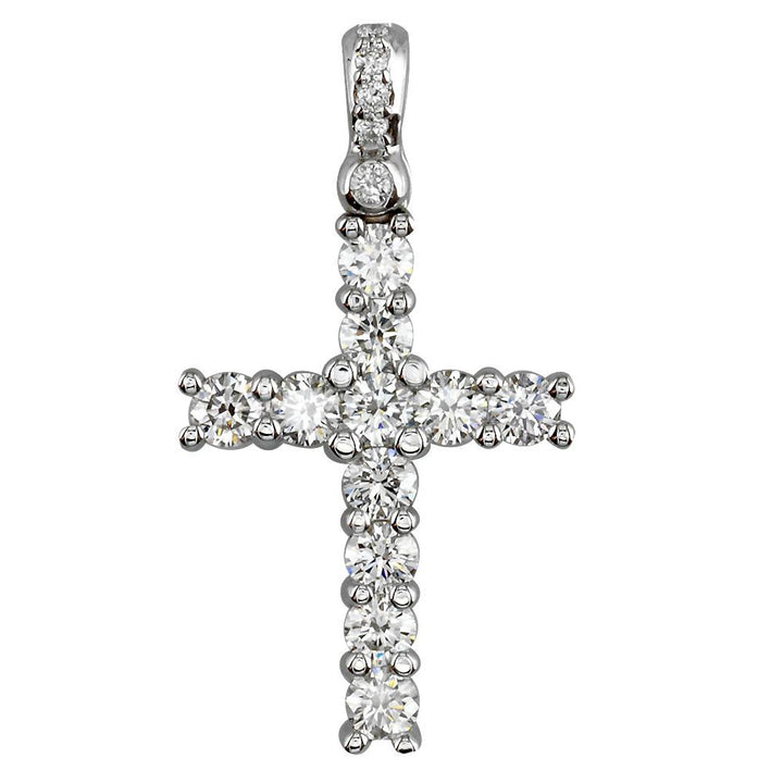 Diamond Cross Pendant, 2.00CT in 14K White Gold