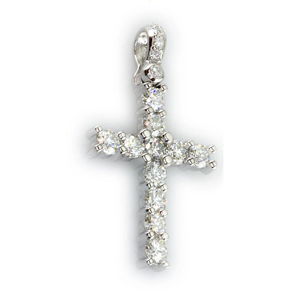 Diamond Cross Pendant, 2.00CT in 14K White Gold
