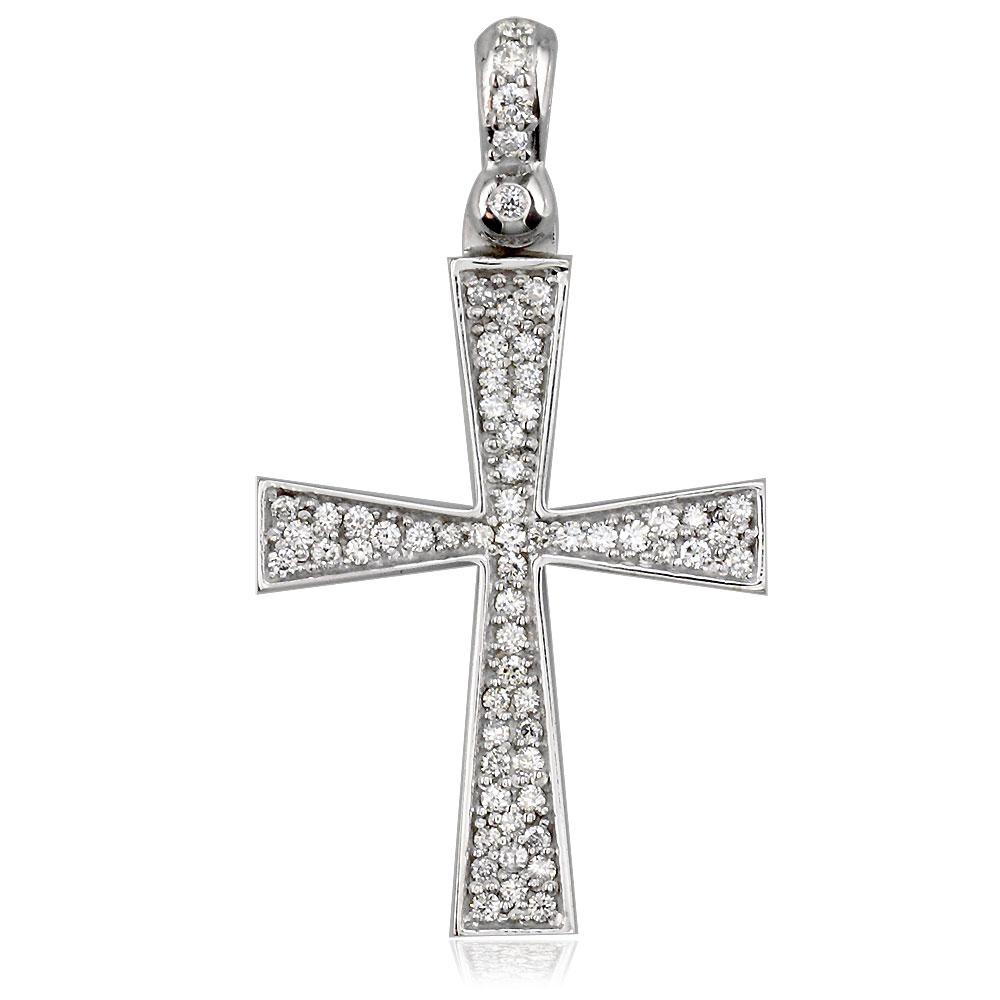 Diamond Cross Pendant, 0.75CT in 14K White Gold