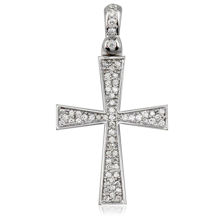Diamond Cross Pendant, 0.75CT in 14K White Gold