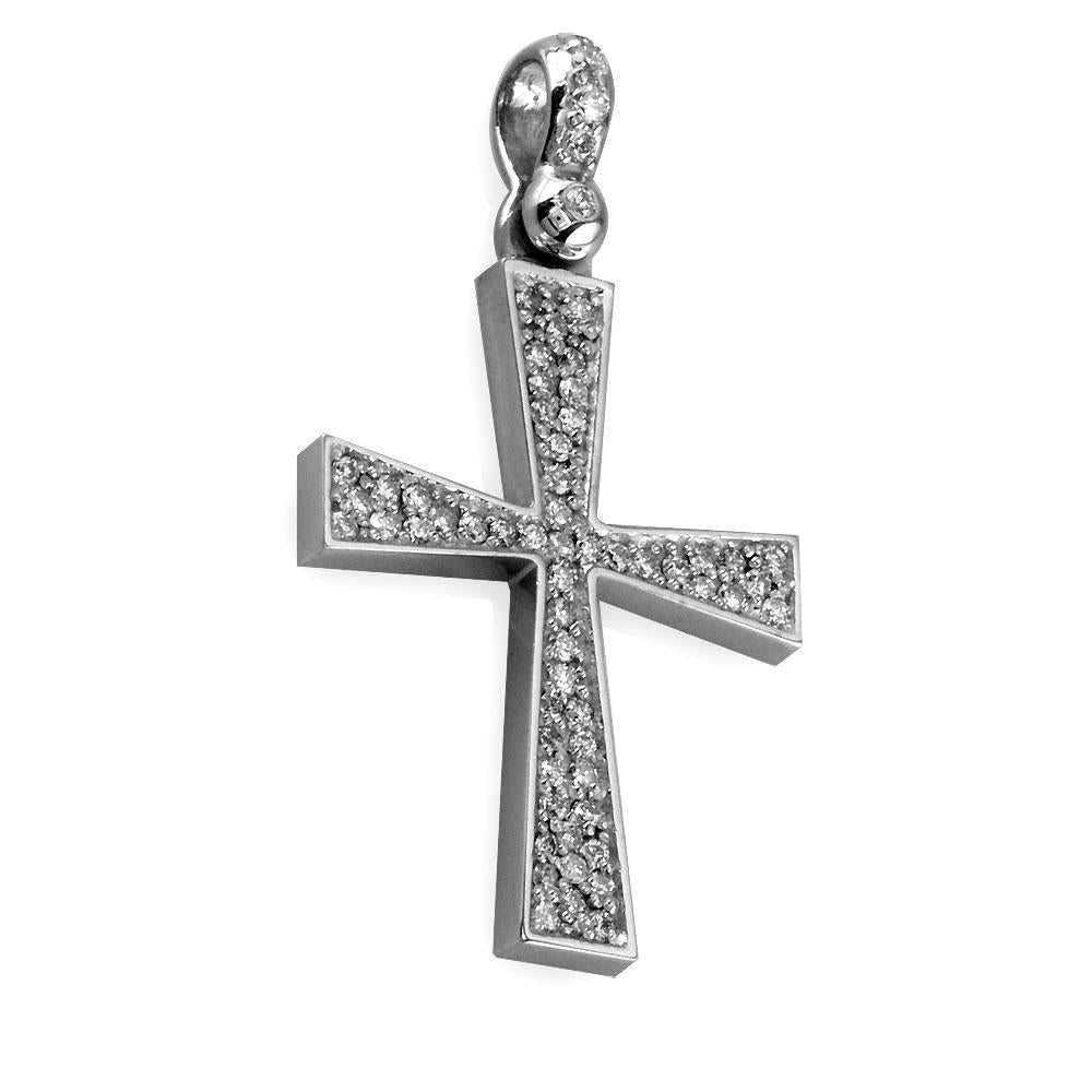 Diamond Cross Pendant, 0.75CT in 14K White Gold