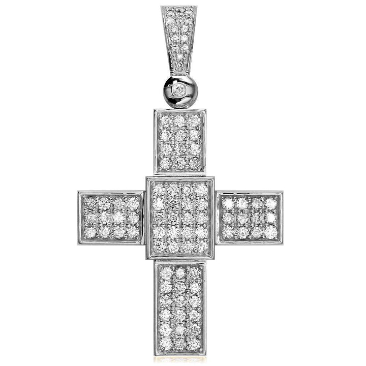 Large Diamond Cross Pendant, 2.75CT in 14K White Gold