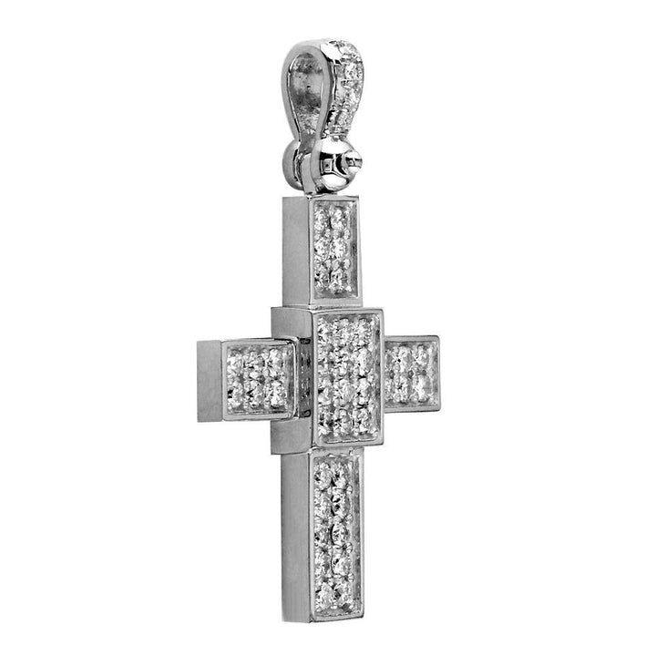 Smaller Size Diamond Cross Pendant, 1.65CT in 14K White Gold