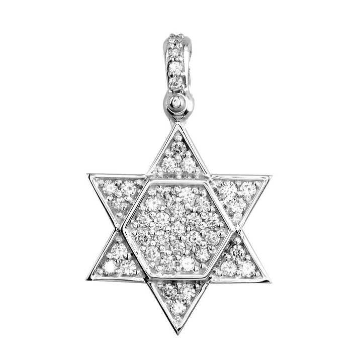 Diamond Star of David, Jewish Star Pendant, 1.0CT in 14K White Gold