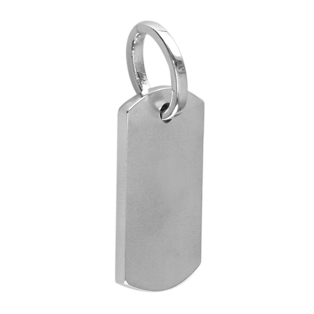 Smaller Size Cross Dog Tag Pendant with Crosses Background in 14K White and Yellow Gold