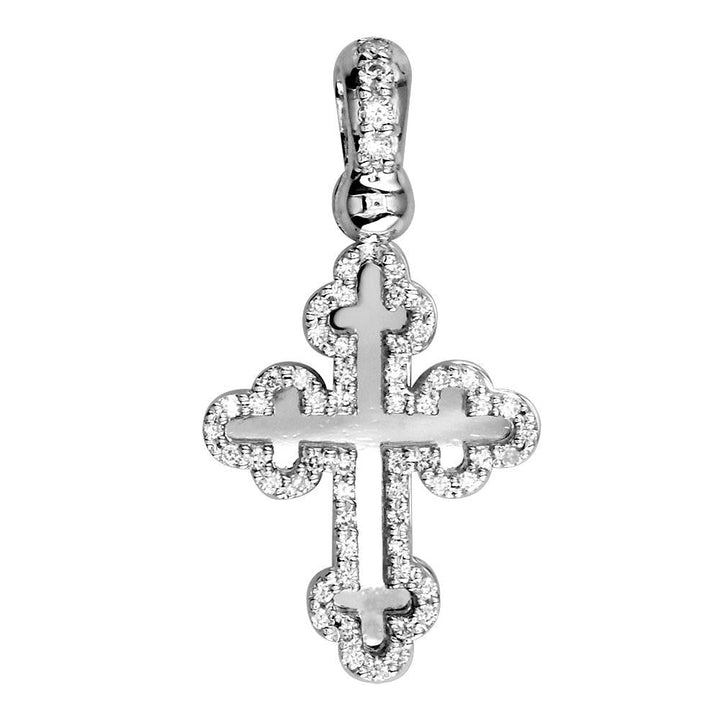 Layered Diamond Cross Pendant, 0.30CT in 14K White Gold