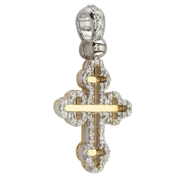Layered Diamond Cross Pendant, 0.30CT in 14K White and Yellow Gold