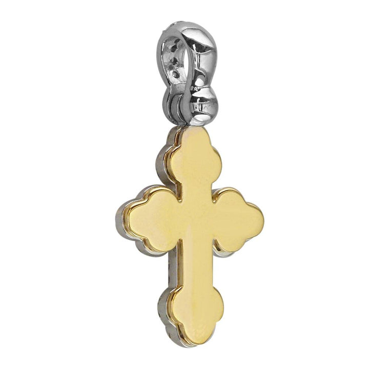 Layered Diamond Cross Pendant, 0.30CT in 14K White and Yellow Gold