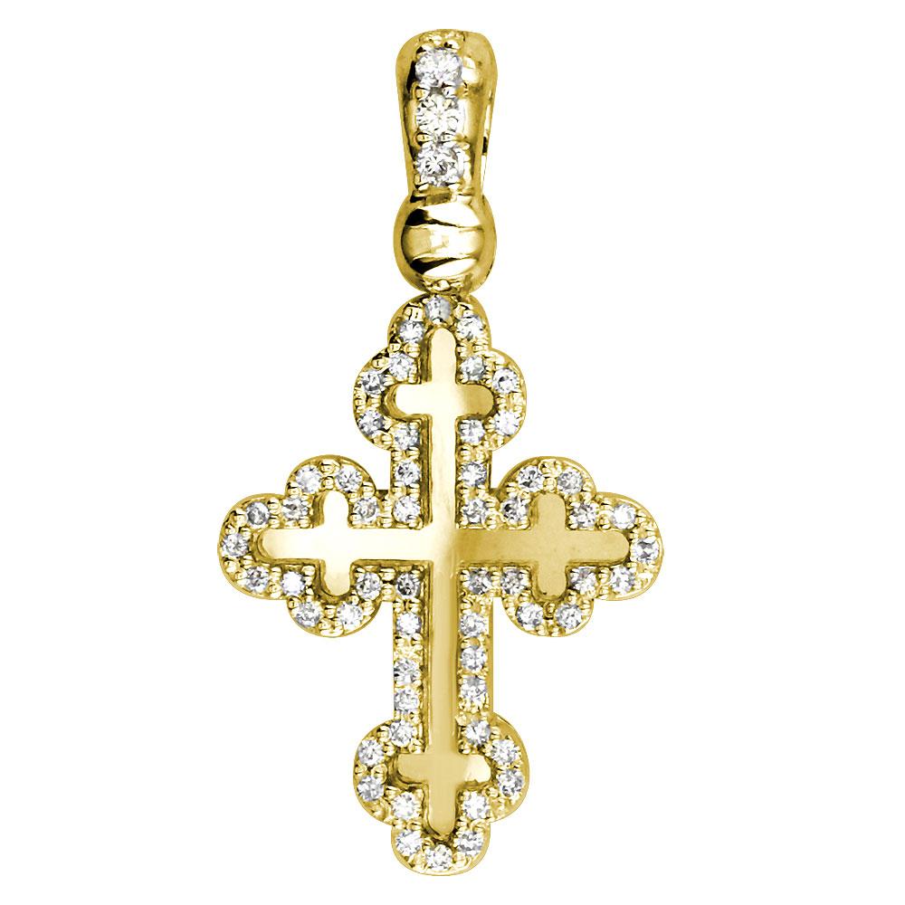 Layered Diamond Cross Pendant, 0.30CT in 14K Yellow Gold