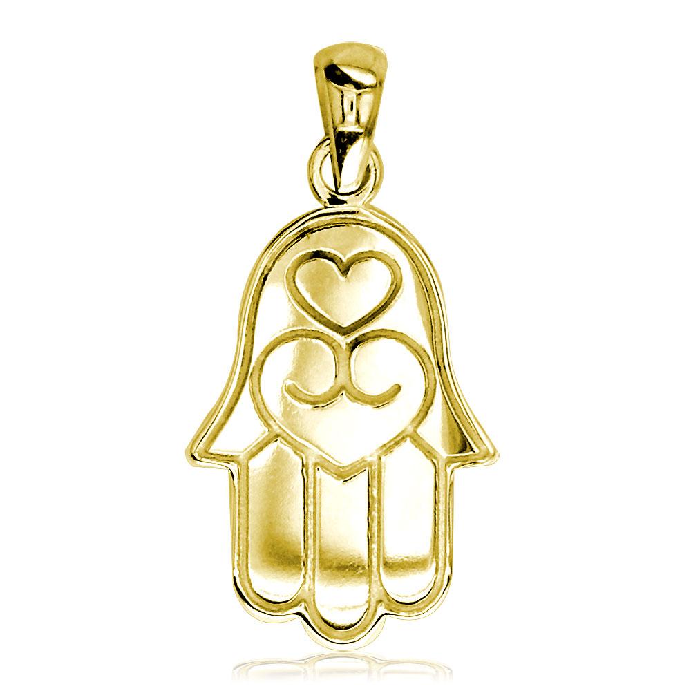 Medium Hamsa, Hand of God Charm in 14K Yellow Gold
