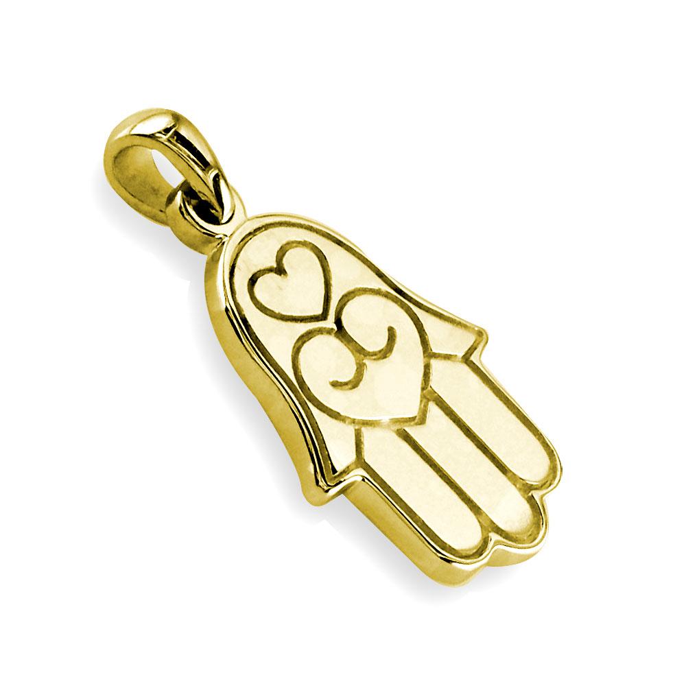 Medium Hamsa, Hand of God Charm in 14K Yellow Gold