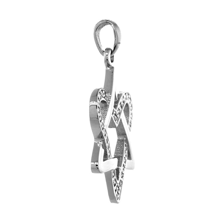 Open Diamond Heart Star of David, Jewish Star Pendant, 0.25CT in 14K White Gold