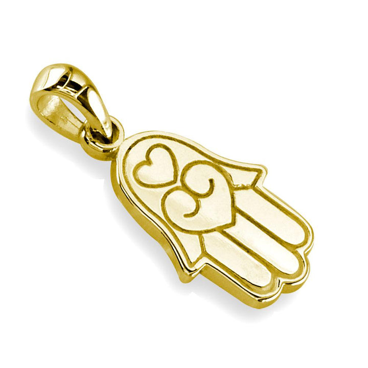 Small Hamsa, Hand of God Charm in 14K Yellow Gold