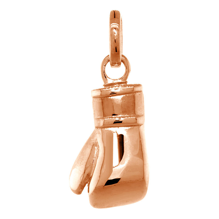 23mm Solid Left Handed Boxing Glove Pendant in 14k Pink, Rose Gold
