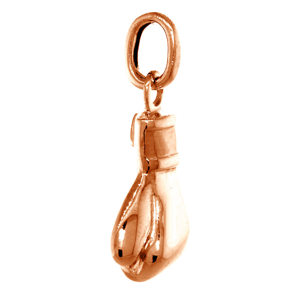 23mm Solid Left Handed Boxing Glove Pendant in 14k Pink, Rose Gold
