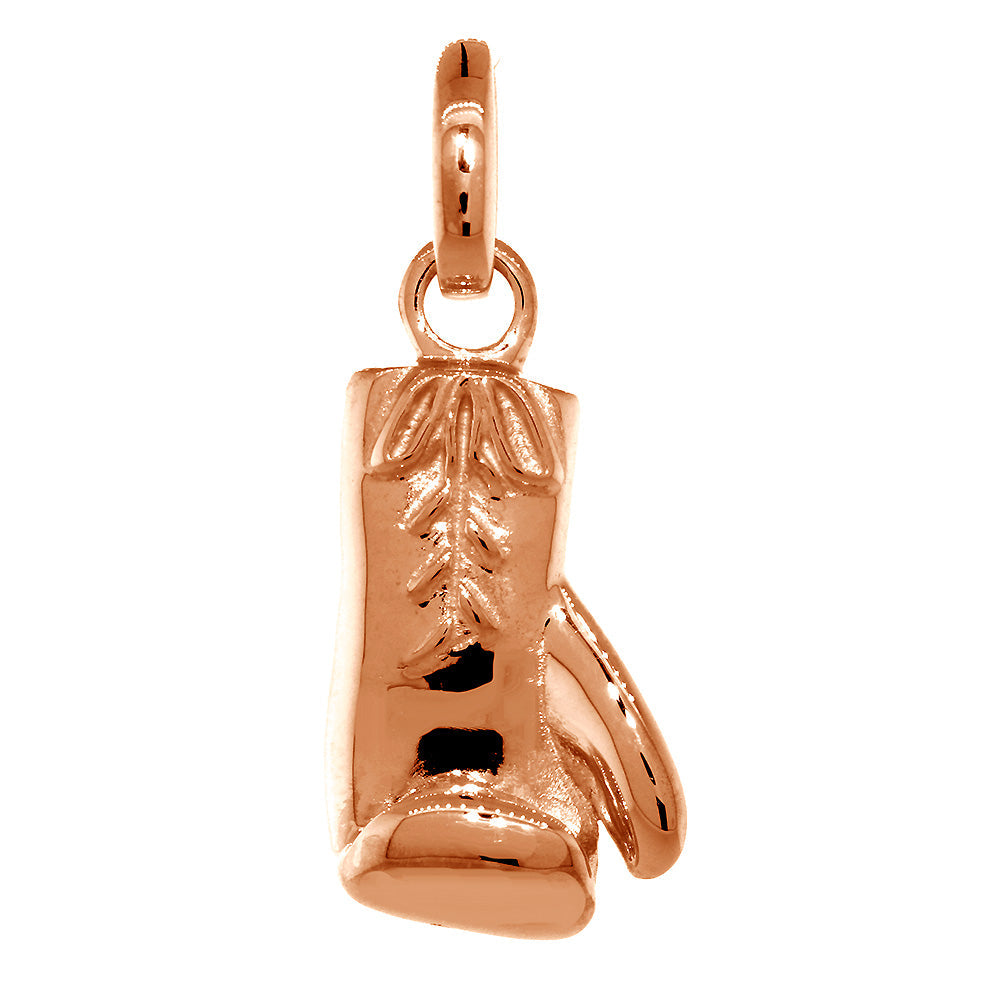 23mm Solid Left Handed Boxing Glove Pendant in 14k Pink, Rose Gold