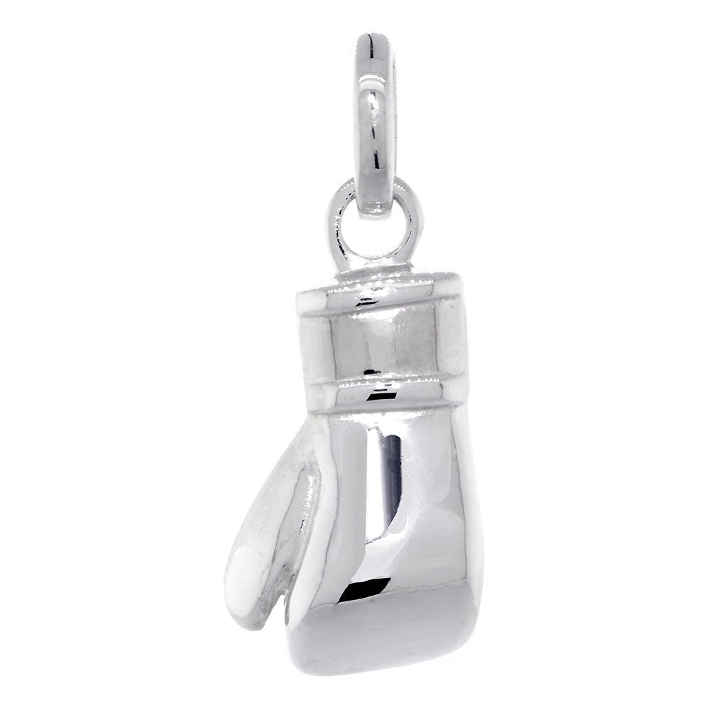 23mm Solid Left Handed Boxing Glove Pendant in Sterling Silver