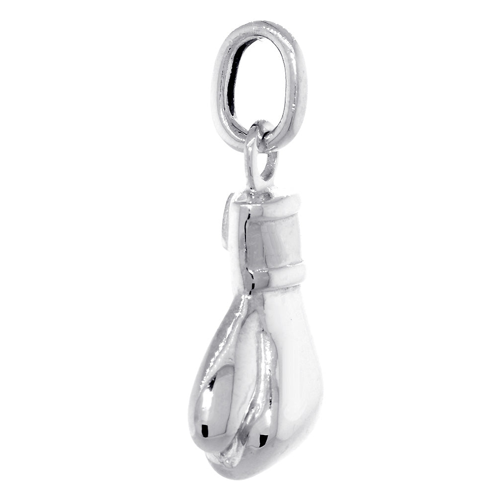 23mm Solid Left Handed Boxing Glove Pendant in Sterling Silver