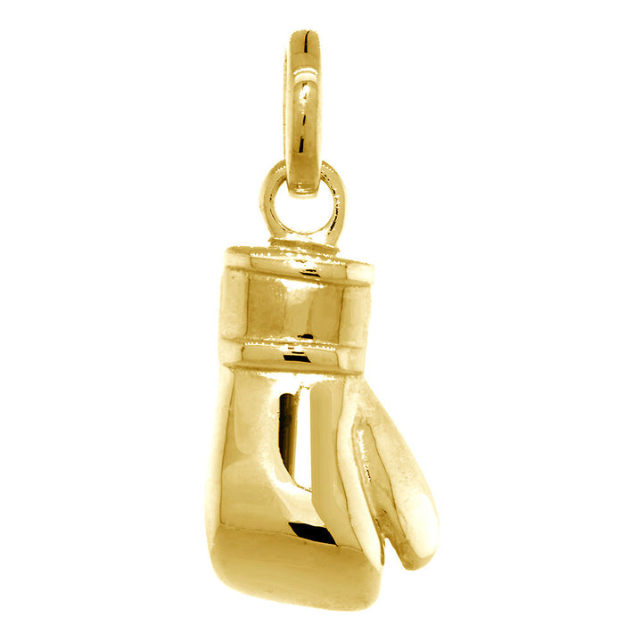 23mm Solid Right Handed Boxing Glove Pendant in 18k Yellow Gold