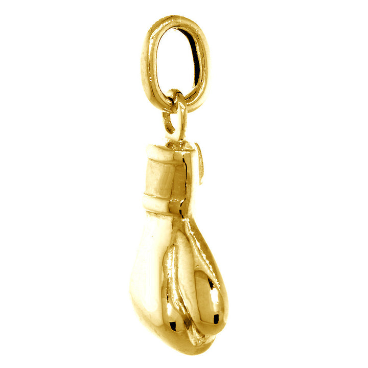 23mm Solid Right Handed Boxing Glove Pendant in 18k Yellow Gold