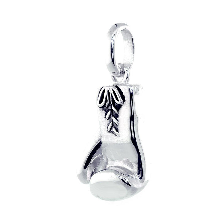 Right Handed Boxing Glove Pendant with Cubic Zirconias, 1 Inch in Sterling Silver