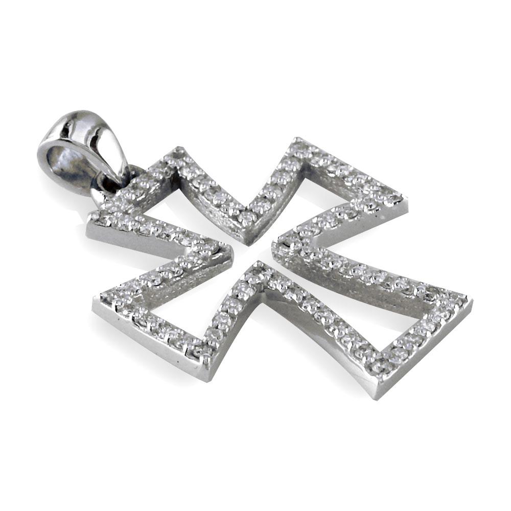 Open Diamond Cross Pendant, 0.50CT in 14K White Gold
