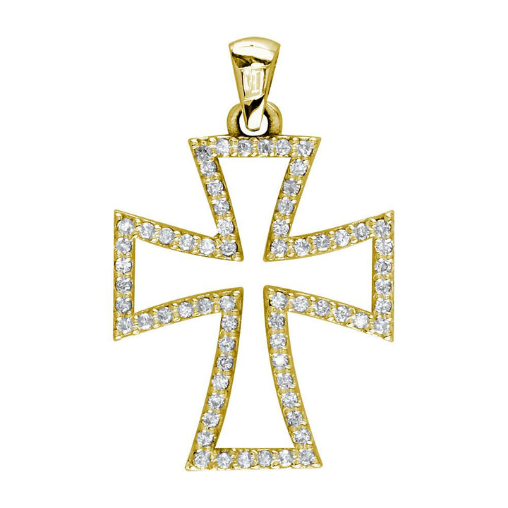 Open Diamond Cross Pendant, 0.50CT in 14K Yellow Gold