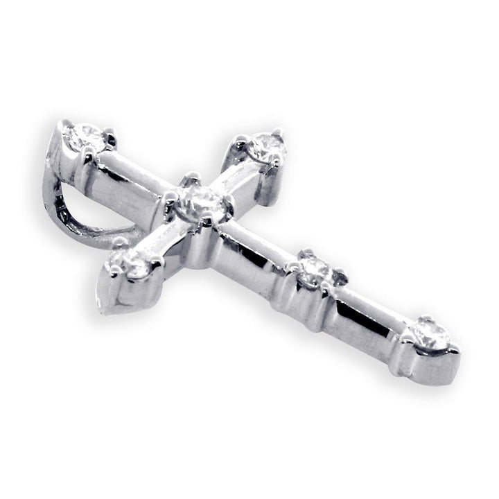 Diamond Cross with Gold Bars, 0.15CT in 14K White Gold