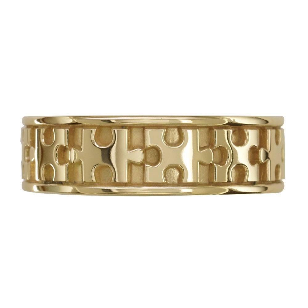 Autism Awareness Jigsaw Puzzle Piece Ring Band in 14k Yellow Gold, Ring Sizes 9 to 13.5