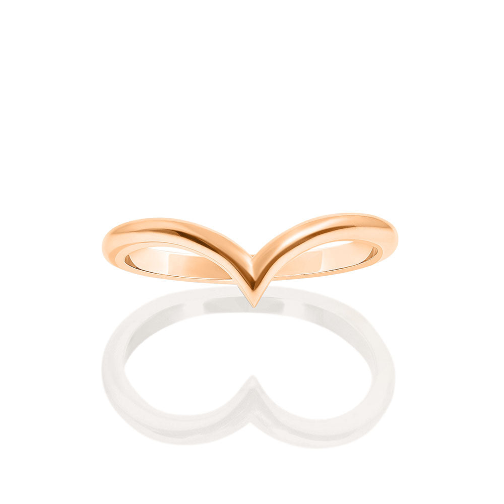 14K Rose - Pink Gold Chevron Ring - Band