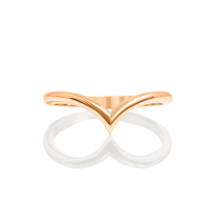 14K Rose - Pink Gold Chevron Ring - Band