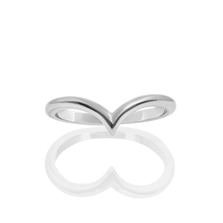 14K White Gold Chevron Ring - Band
