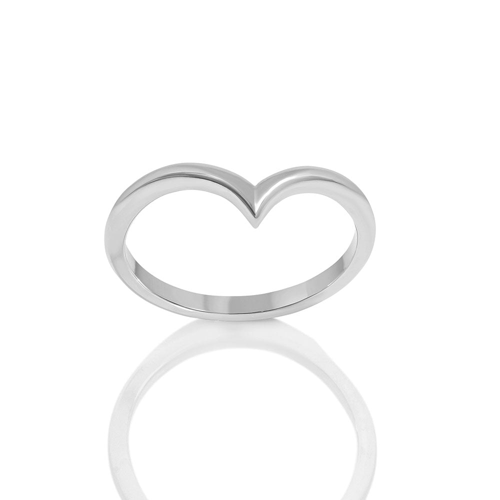 14K White Gold Chevron Ring - Band