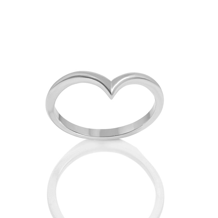 14K White Gold Chevron Ring - Band