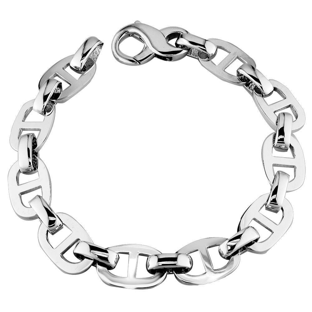 Large Link Bracelet in 14K White Gold