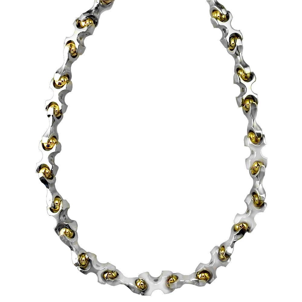 Solid X and Ball Links Chain, 22" in 14K Gold