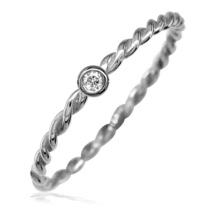 Thin Diamond Rope Ring in 14K White Gold