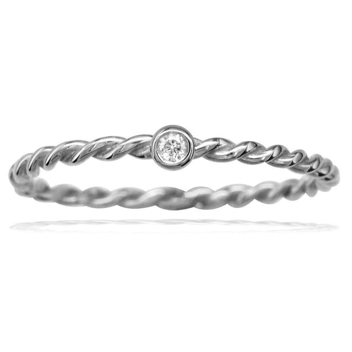 Thin Diamond Rope Ring in 14K White Gold