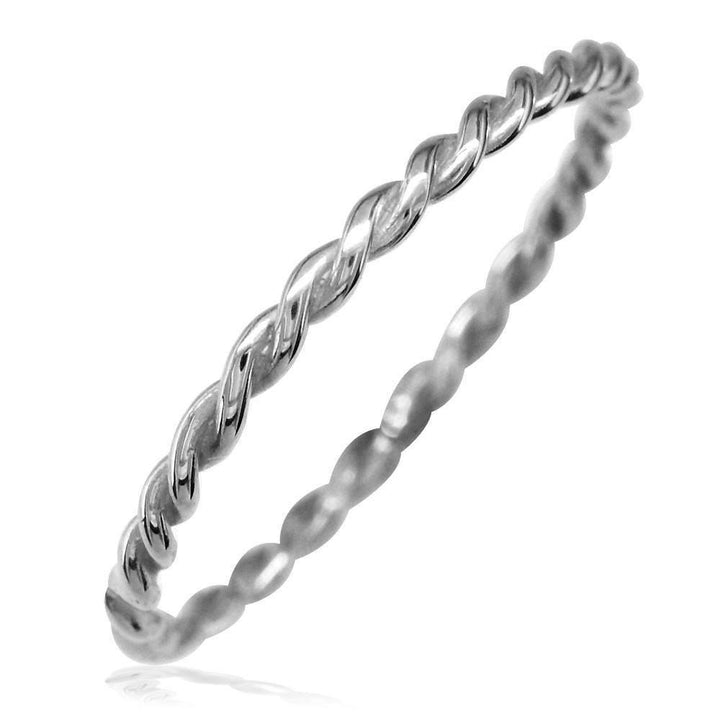 Thin Rope Ring in 14K White Gold