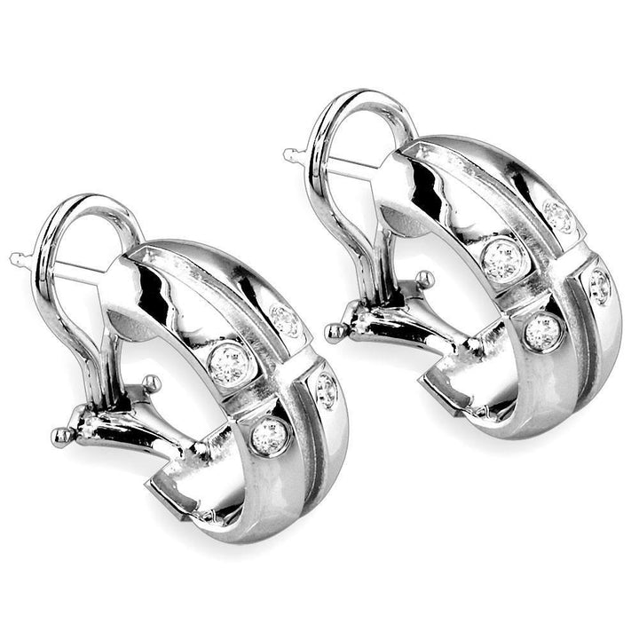 Wide Diamond Hoops with Cross Design in 18K