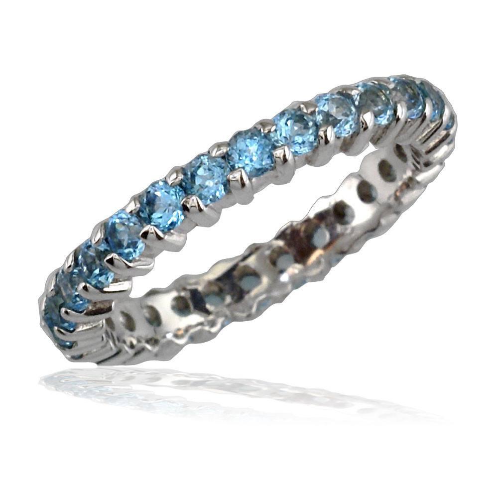 Blue Topaz Eternity Band in 14K, 1.60CT