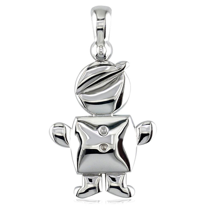 Large Belly Kids Sziro Boy 14k White Gold Charm for Mom, Grandma