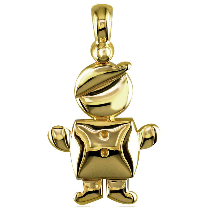 Large Belly Kids Sziro Boy 14k Yellow Gold Charm for Mom, Grandma